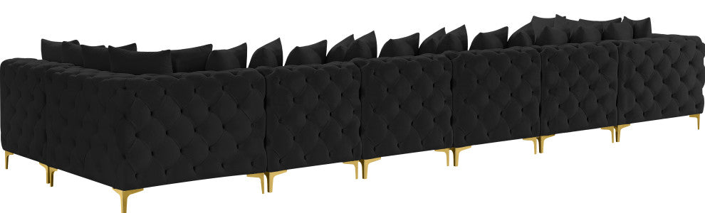 Tremblay Velvet Upholstered 8-Piece Modular U-Shaped Sectional, Black