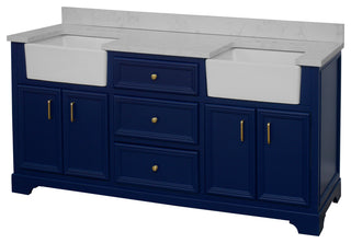 Zelda 72" Bathroom Vanity, Royal Blue, Engineered Carrara