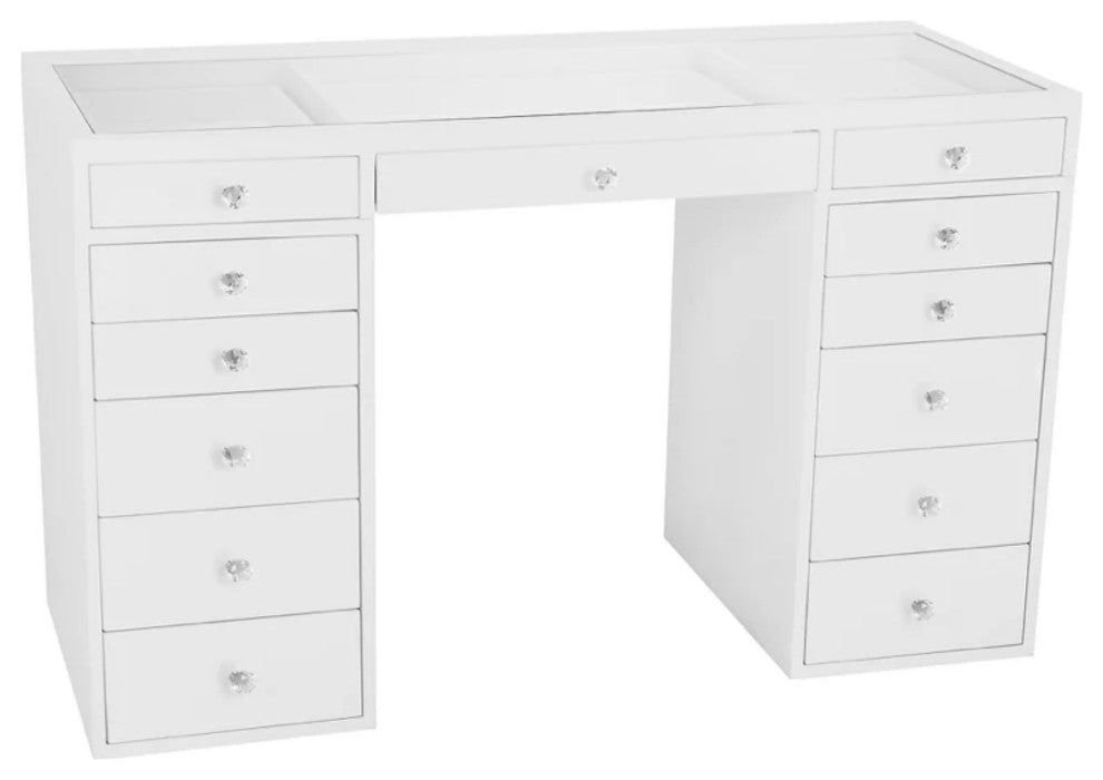 SlayStation Plus Premium Vanity Table with Drawers, Silver