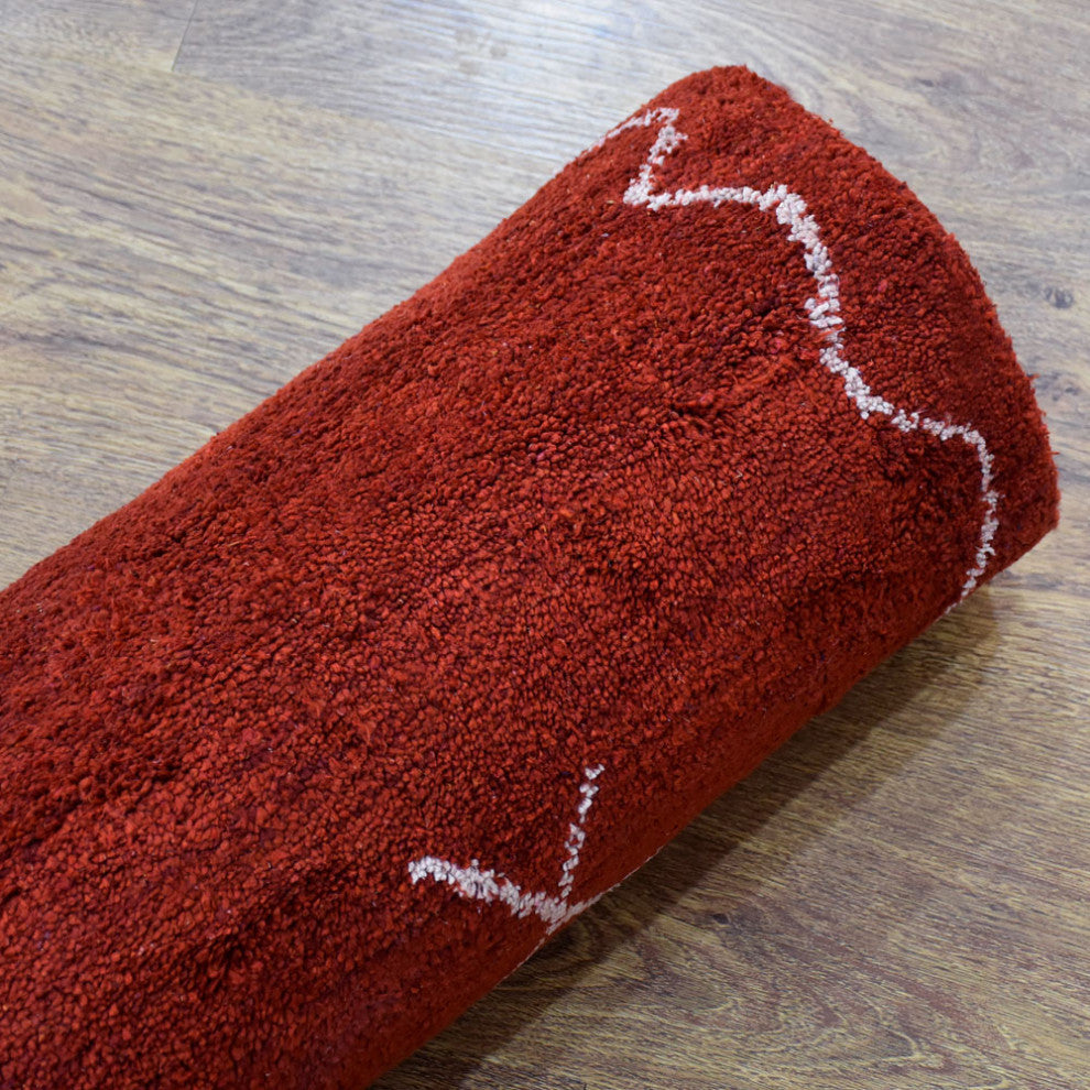 HAND KNOTTED LOOM SILK ECO-FRIENDLY RUG-5'x8',Rectangle,Red White,Contempor