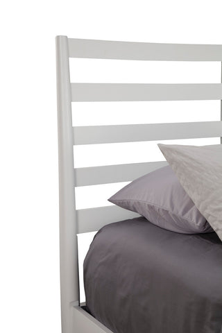 Flynn Retro Bed With Slat Back Headboard, White, Queen