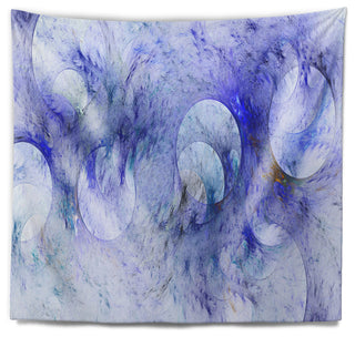 Light Blue Fractal Glass Texture Abstract Wall Tapestry, 60"x50"