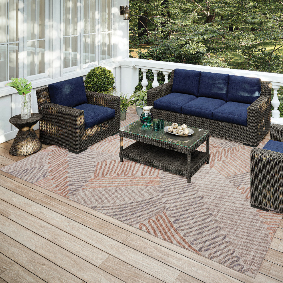 Indoor/Outdoor Sedona SN11 Walnut Machine Washable 3' x 5' Rug