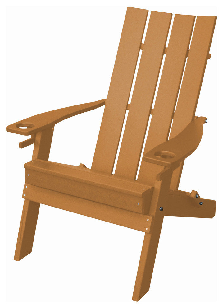 Poly Hampton Folding Adirondack Chair with 2 Cupholders, Cedar