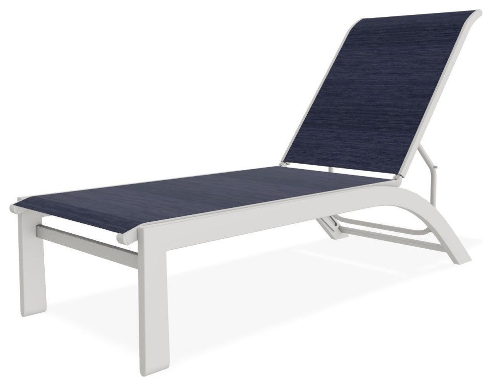 Kendall Sling Stackable Outdoor Chaise Lounge, Collect Indigo/Snow