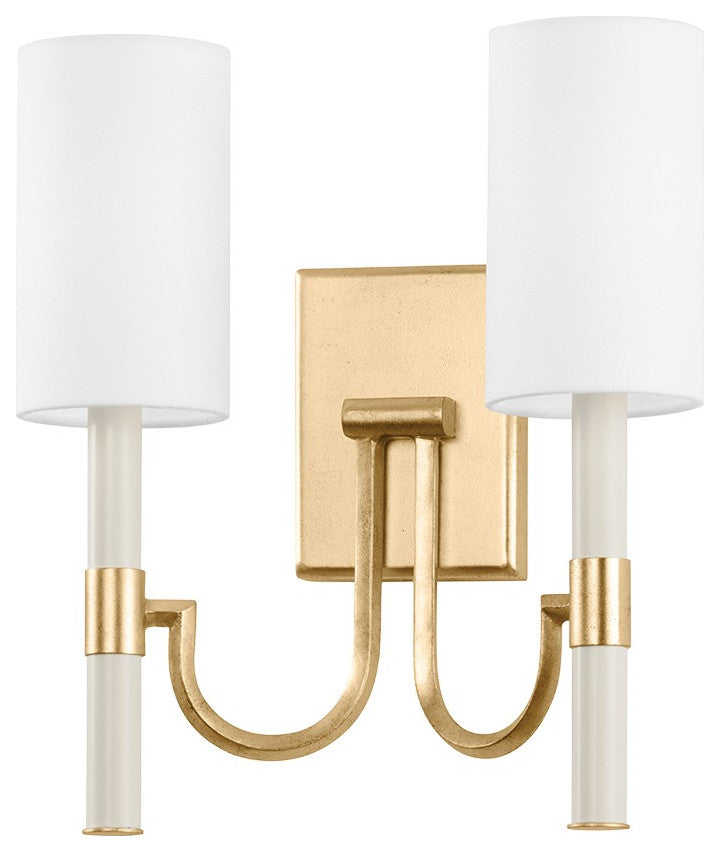 Gustine 2-Light Wall Sconce, Vintage Gold Leaf