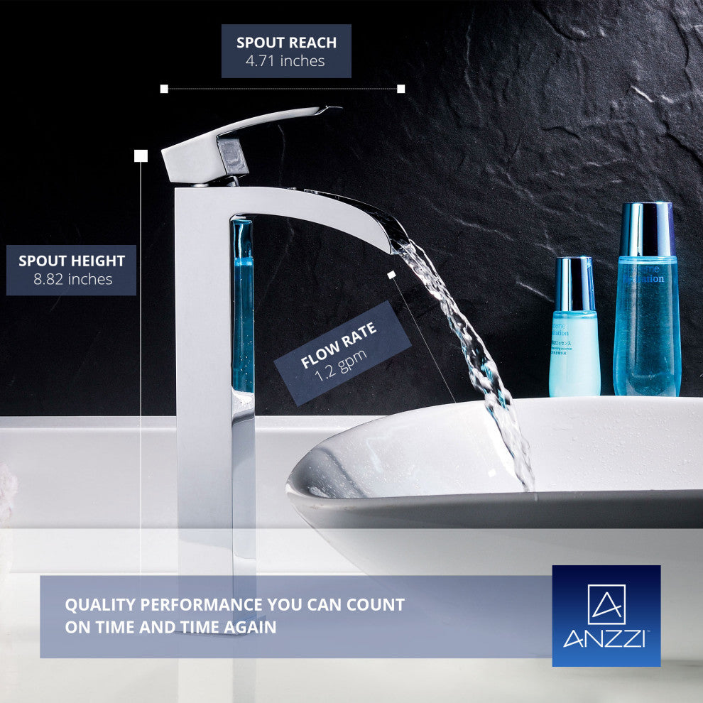 Key Series Single Handle Vessel Sink Faucet in Polished Chrome