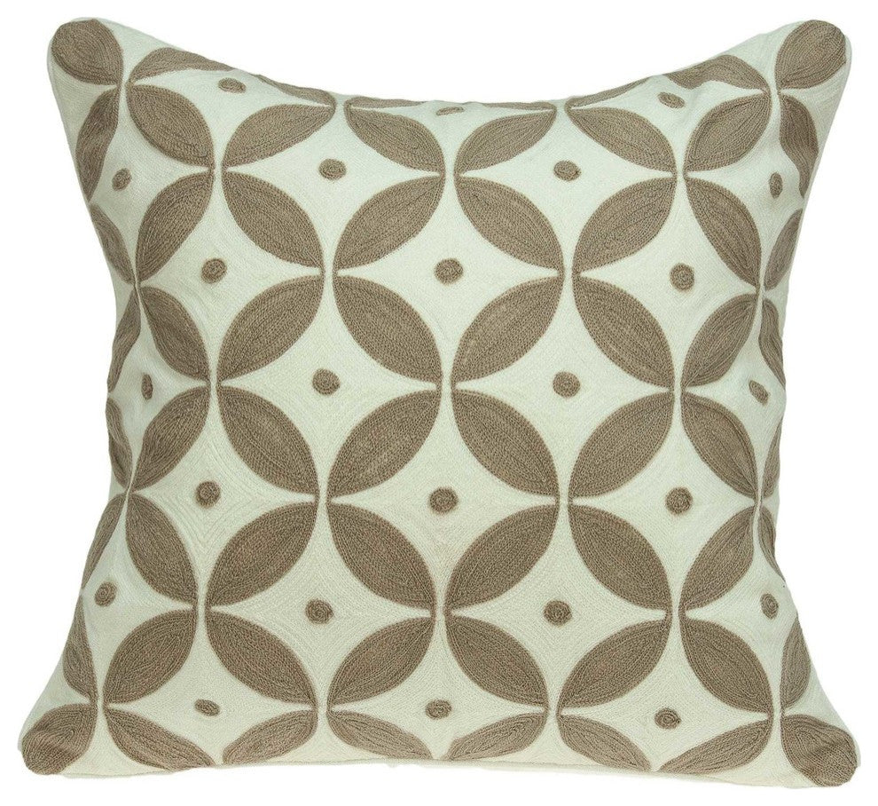 20" X 7" X 20" Transitional Beige And White Accent Pillow Cover With Poly Insert