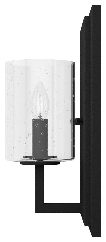 Hunter Kerrison Natural Iron, Clear Seeded Glass 1 Light Sconce Wall Light