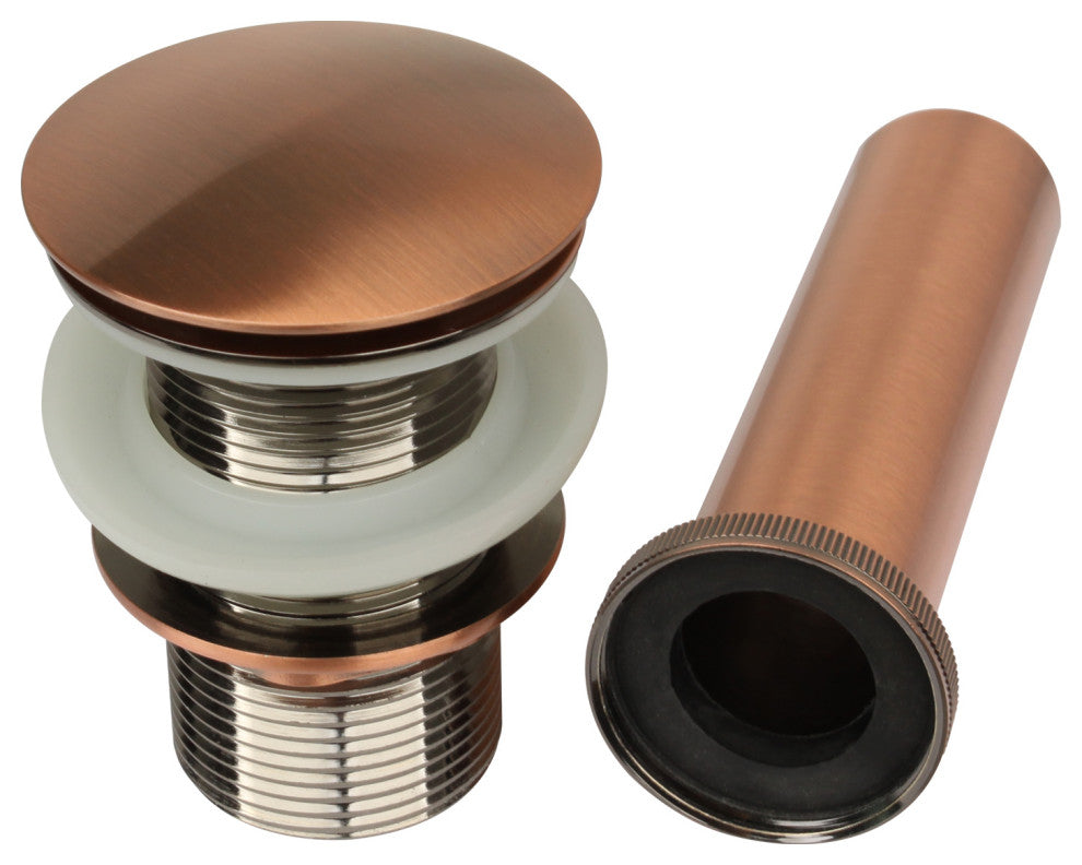 Copper Push Button Bathroom Sink Drain Stopper Without Overflow-3 Years Warranty, Copper