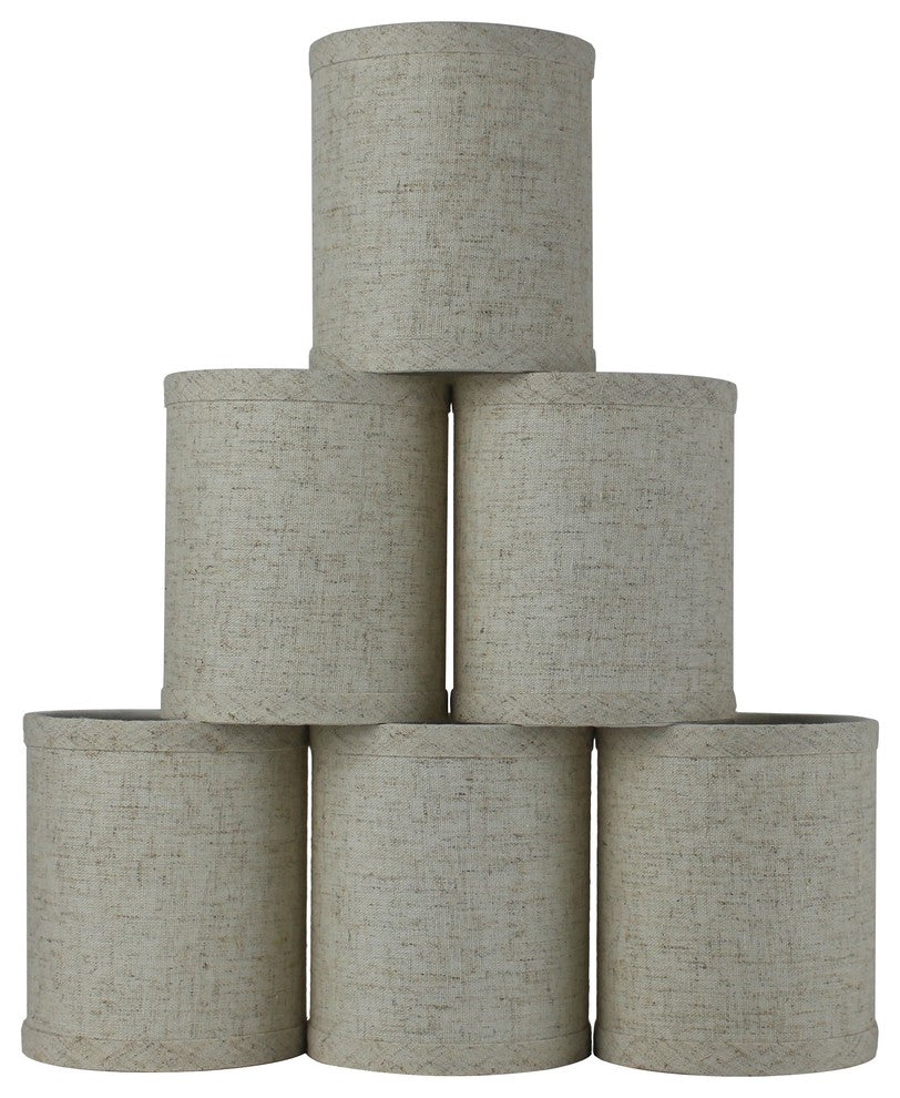 4x4x4.75" Drum Chandelier Shades, Cottage Linen, Set of 6