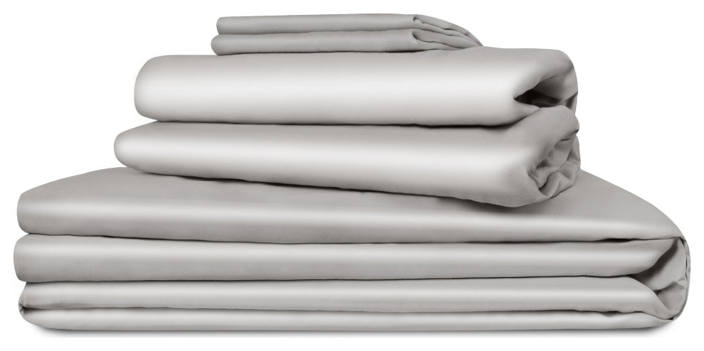 Delara 100% Eucalyptus Lyocell Tencel Bedding Sheet Bundle, Dove, Queen, 96"x105"