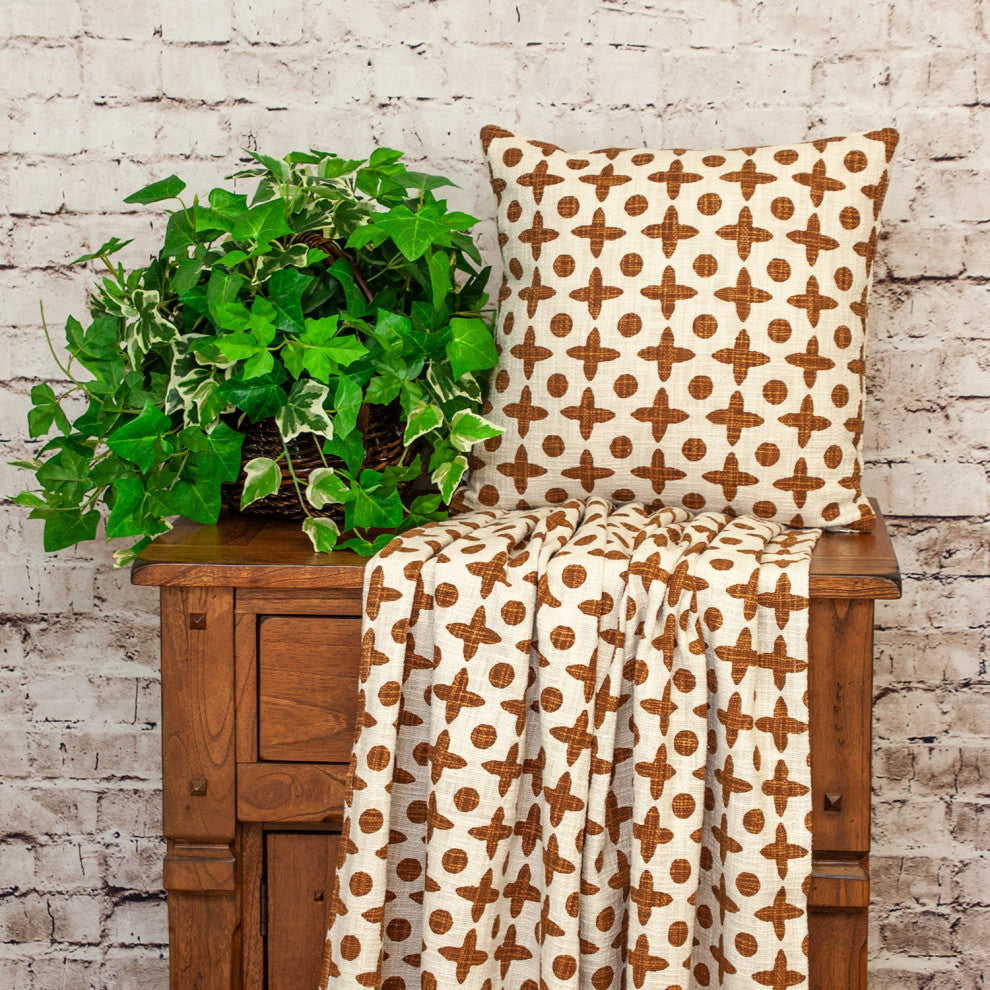 Parkland Collection Transitional Print Rust Square 18" x 18" Pillow