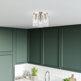 Munich 3 Light Brushed Nickel Flush Mount