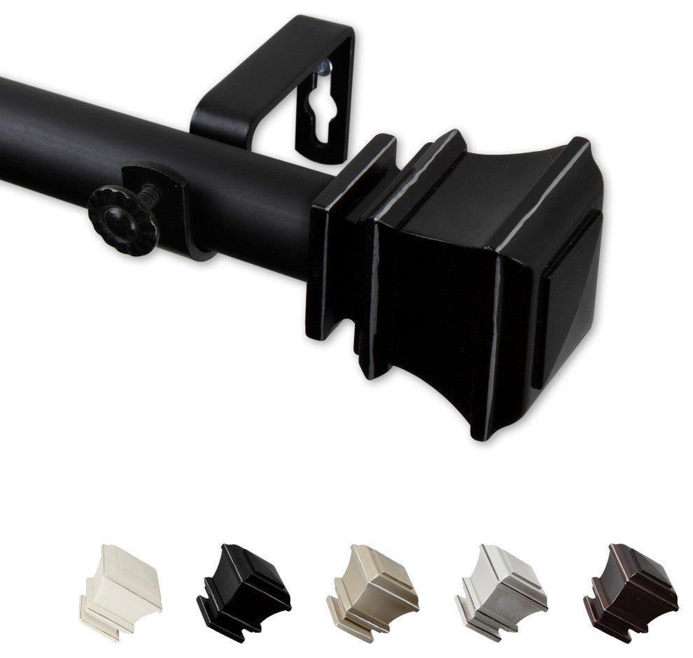 Michel 1" Curtain Rod, Black, 120-170"