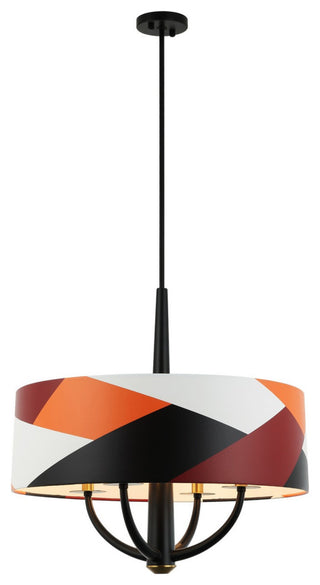 Patchwork 4-Light Pendant, Black/Satin Brass/Patchwork