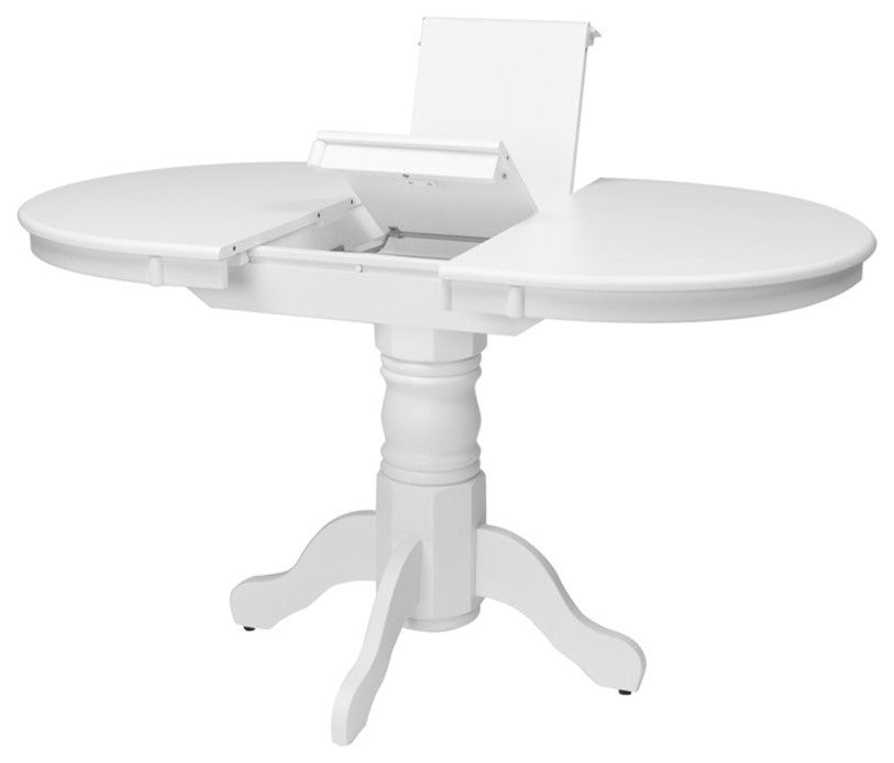 CorLiving Dillon White Extendable Oval Dining Table with Wood Pedestal Base
