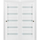 Sliding Frosted Glass Bypass Doors 36 x 96, Quadro 4445 White, Rail