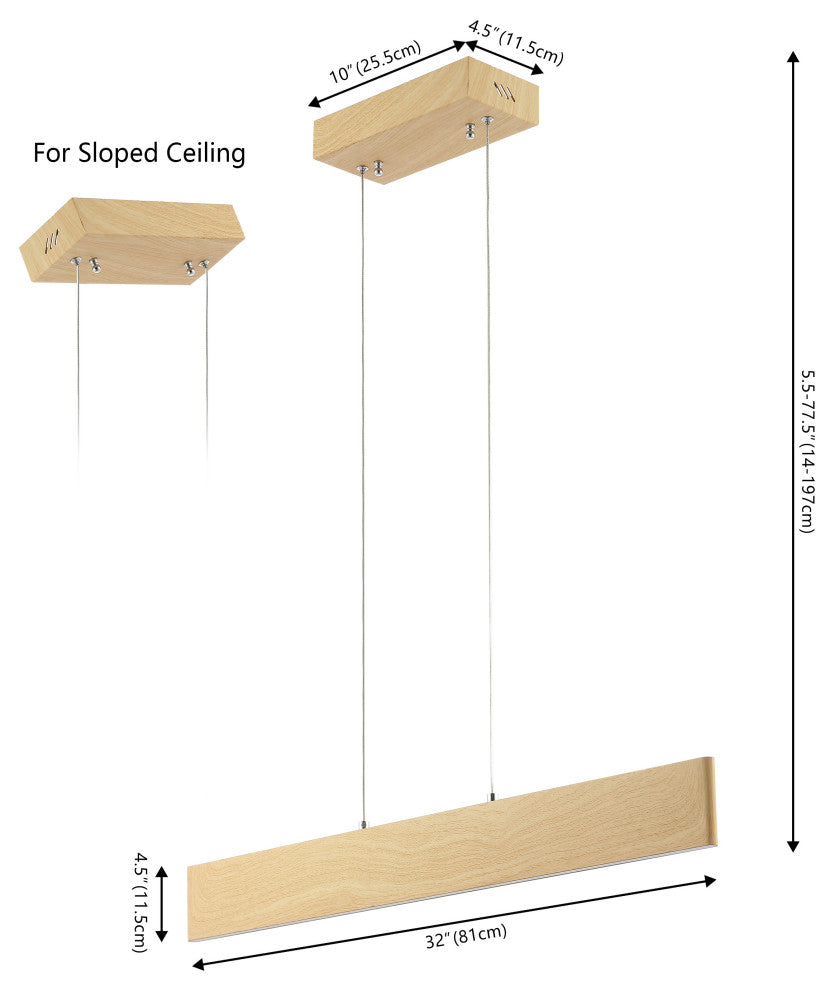 Draper 32" Adjustable Integrated LED Metal Linear Pendant
