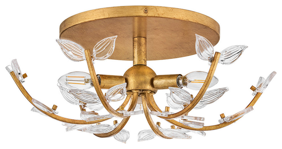 Hinkley Aliso Medium Semi-Flush Mount, Distressed Brass