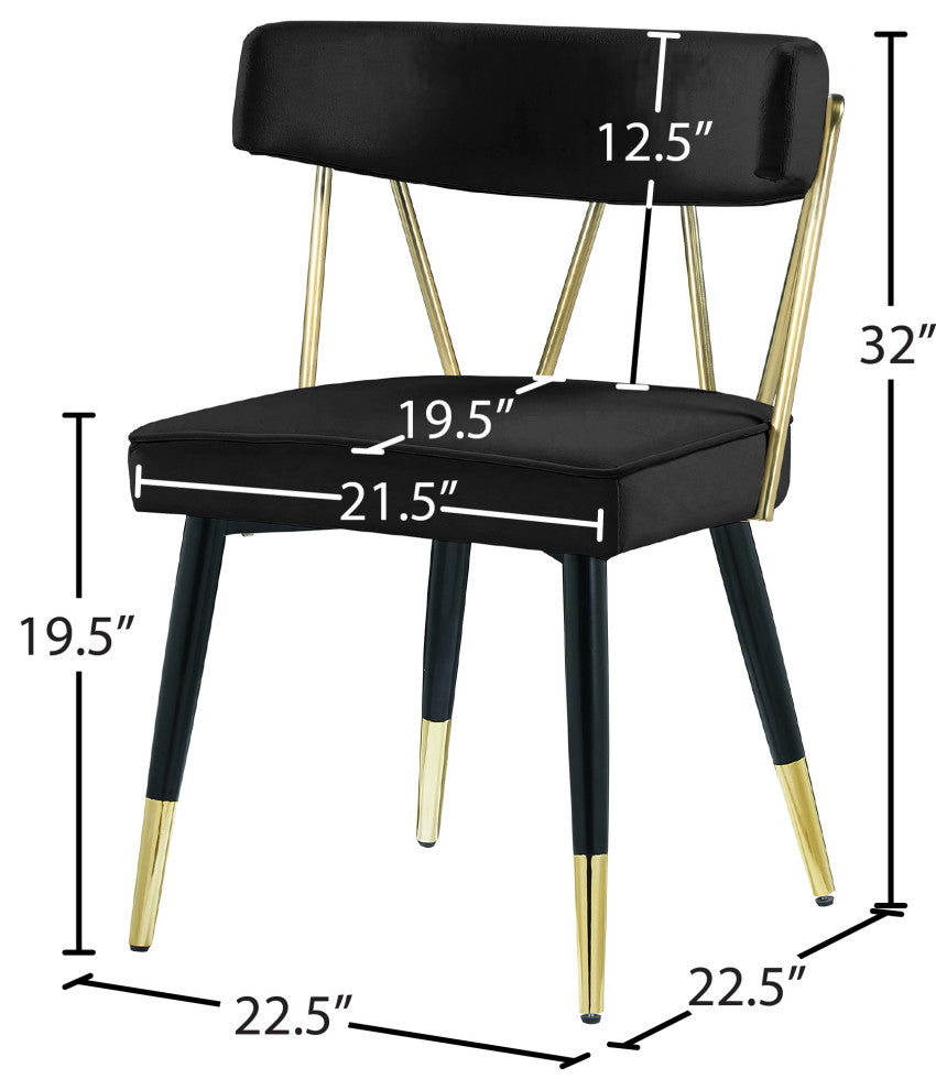 Rheingold Upholstered Dining Chair, Black, Velvet