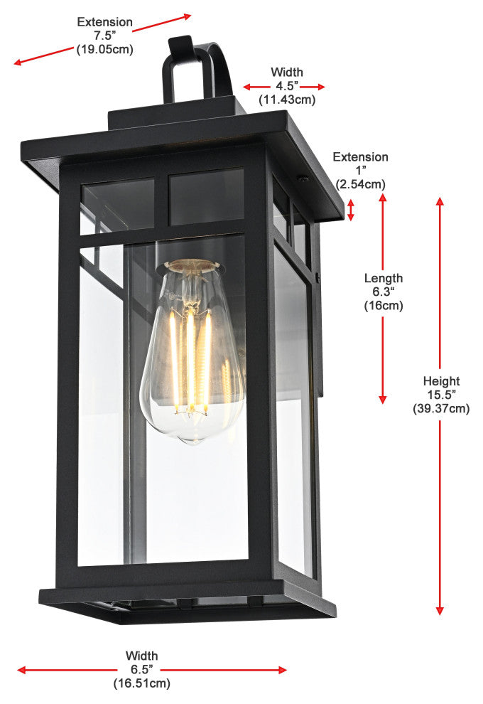 Home Living 6.5" Outdoor Wall Sconce, Black