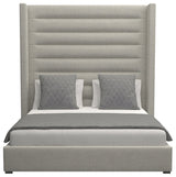 Nativa Interiors Aylet Horizontal Channel Tufted Bed, Gray, Queen, High Headboard