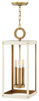 Hinkley Porter Medium Open Frame Pendant, Heritage Brass With Warm White accent