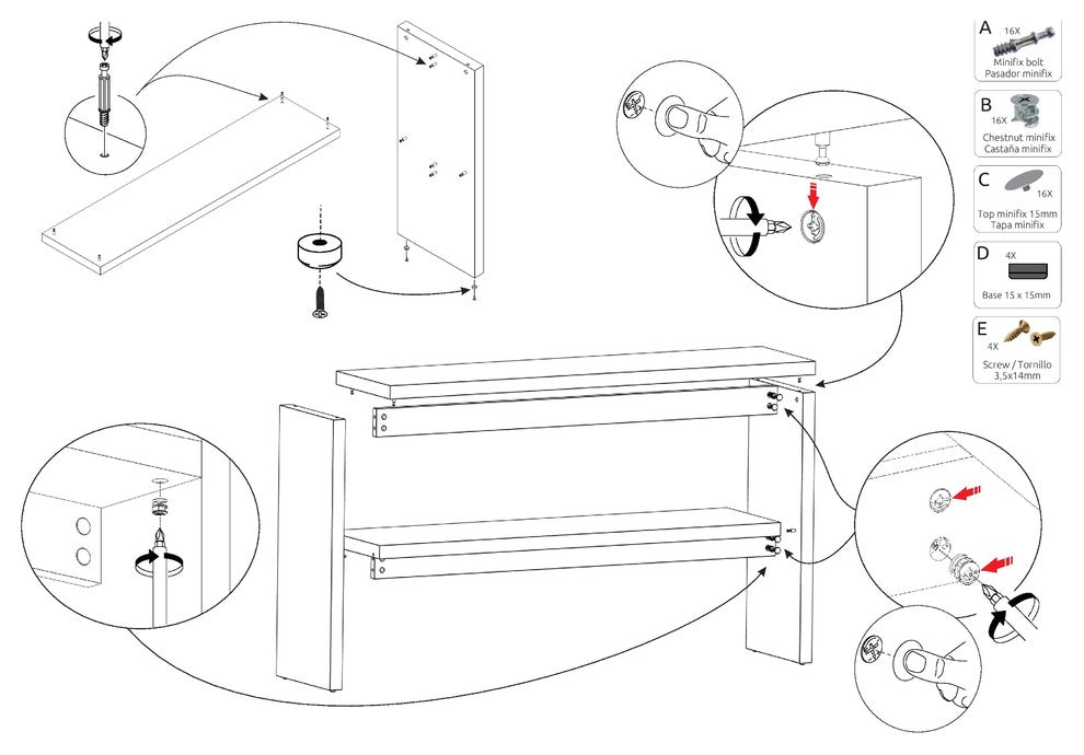 Sevilla Console Table, Distressed Brown