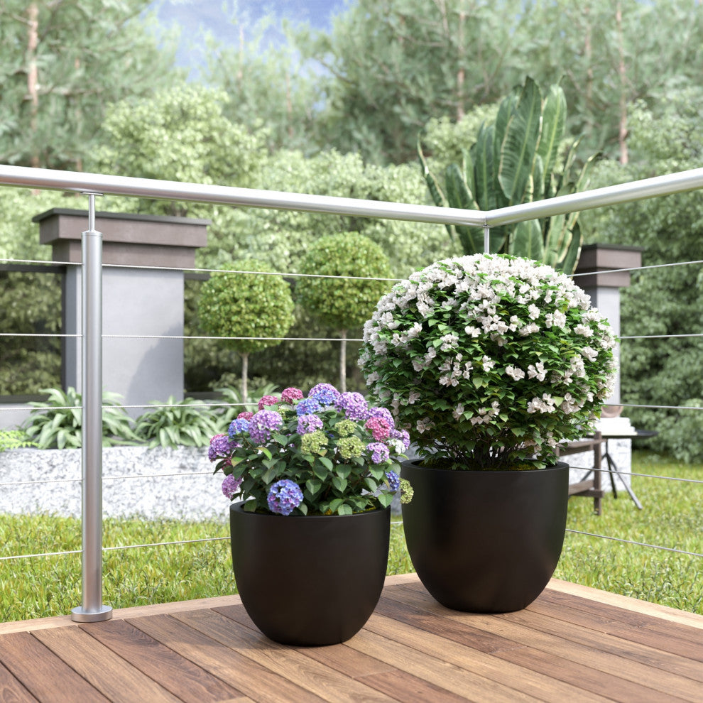 DTY Signature Mount Belford 1-piece Fiberstone Planter, Black, Large