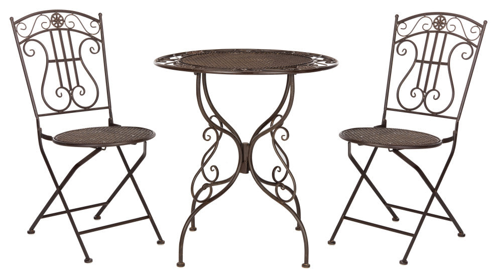 Safavieh Semly 3-Piece Outdoor Bistro Set, Unearthed Rust