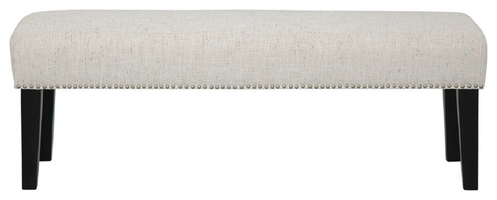 MIley Bench with Silver Nail Trim, Funfetti Cream Speckle/Dark Espresso Legs