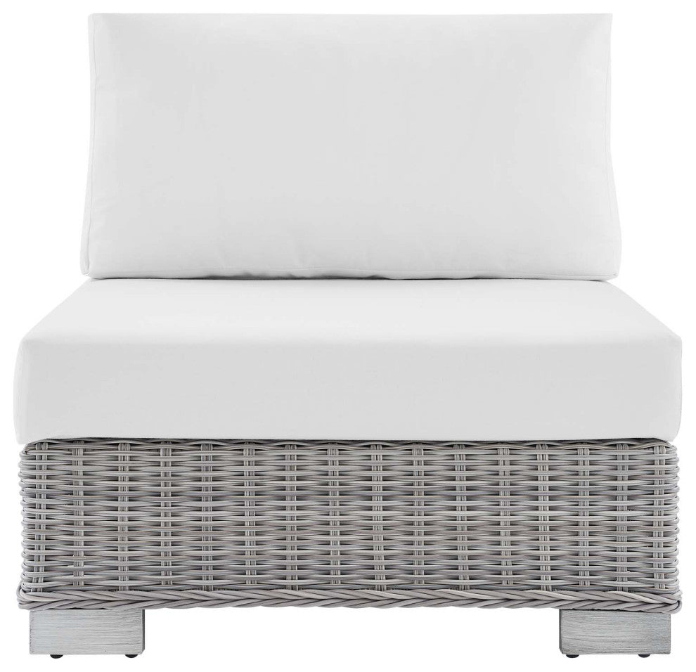 Conway Sunbrella Outdoor Patio Wicker Rattan Armless Chair - Light Gray White
