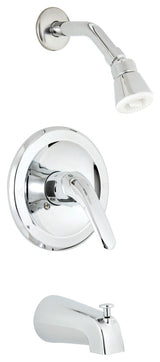 Single Handle Tub And Shower Faucet, Chrome, Matching Lever Handle