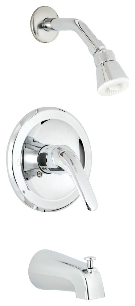 Single Handle Tub And Shower Faucet, Chrome, Matching Lever Handle