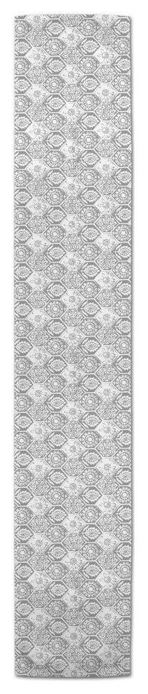Gray Boho Tile 16x90 Cotton Twill Runner