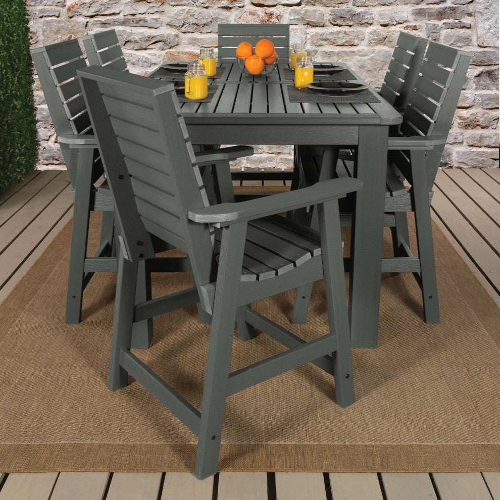 Glennville 7-Piece 42x72 Counter Dining Set, Weathered Acorn, Coastal Teak