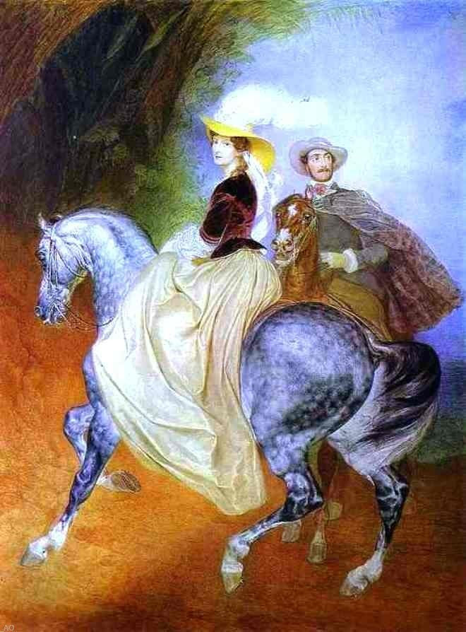 Karl Pavlovich Brulloff Portrait of Ye. Mussart and E. Mussart Wrapped Canvas
