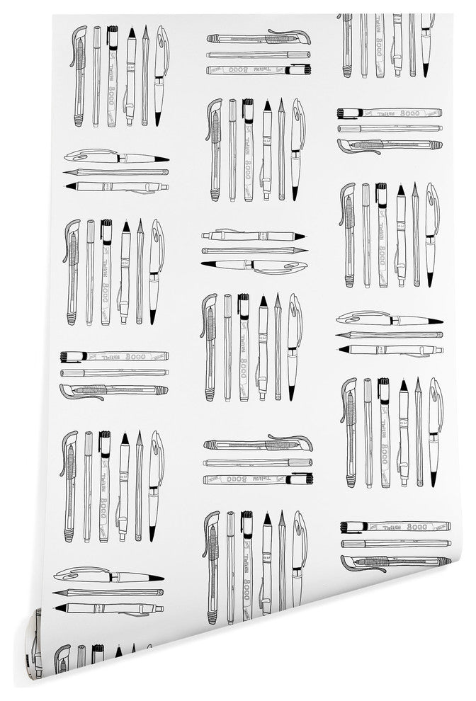 Deny Designs Bianca Green Weapons Mass Creation White Wallpaper, White, 2'x8'