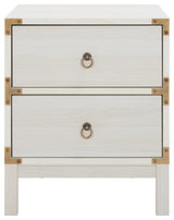 Safavieh Galio 2 Drawer Nightstand, Bleached White/Gold