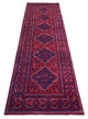 Red Tribal Design Hand Knotted Afghan Khamyab Wool Runner Oriental Rug 2'8"x9'7"