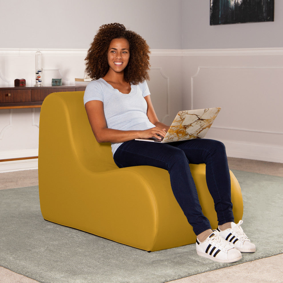 Midtown Large Foam Chair, Commercial Soft Seating, Premium Vinyl, Yellow