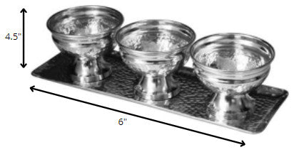 Hammered Serving Tray With Oblong Bowls