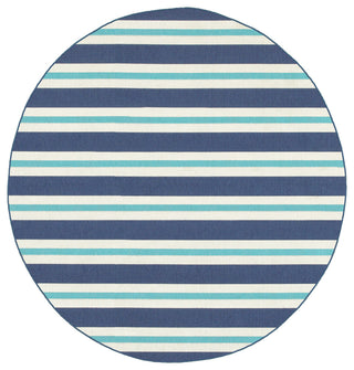 Oriental Weavers Meridian Blue/Ivory Stripe Indoor/Outdoor Rug 7'10" RND