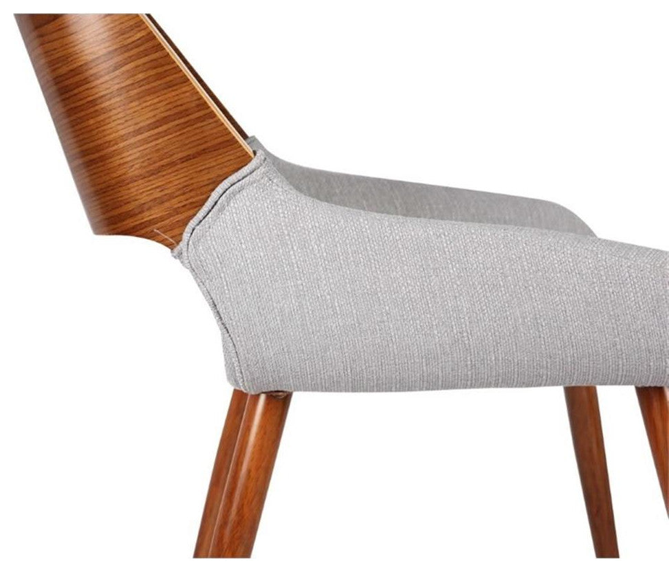 Armen Living Panda Modern Fabric Dining Chair in Walnut Wood and Gray