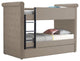 Benzara BM214899 Twin Size Bunk Bed With Nailhead Trim, Beige/Black