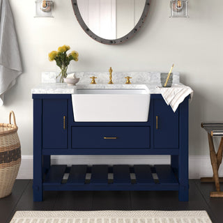 Charlotte 42" Bathroom Vanity, Royal Blue, Carrara Marble