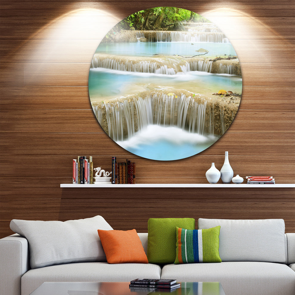 Blue Erawan Waterfall Landscape, Photo Disc Metal Wall Art, 23"