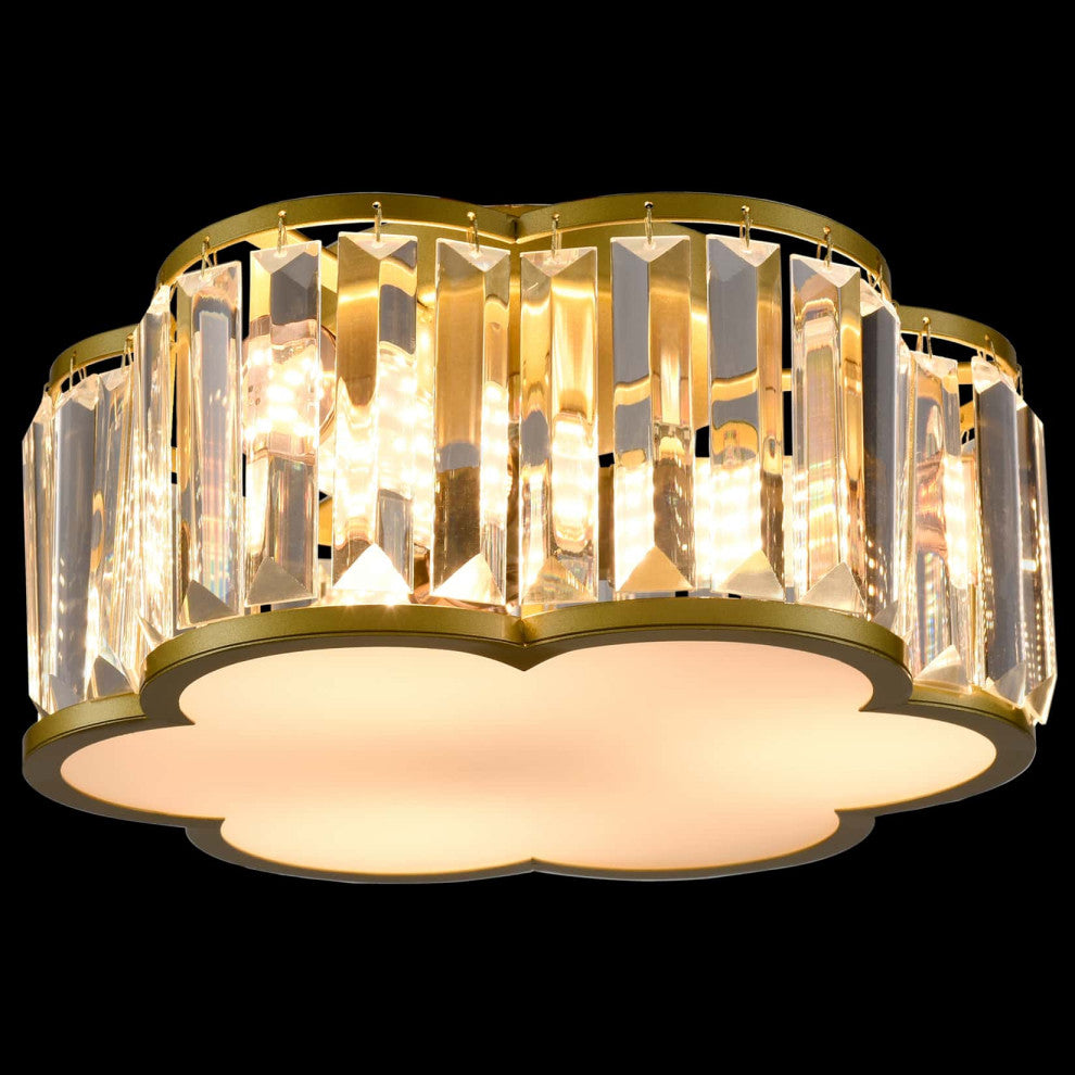 Modern Crystal Ceiling Light Fixture Gold, 3-Light