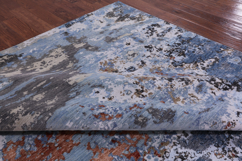 Modern Handmade Wool and Silk Rug 9' 0" X 12' 0" Q7198